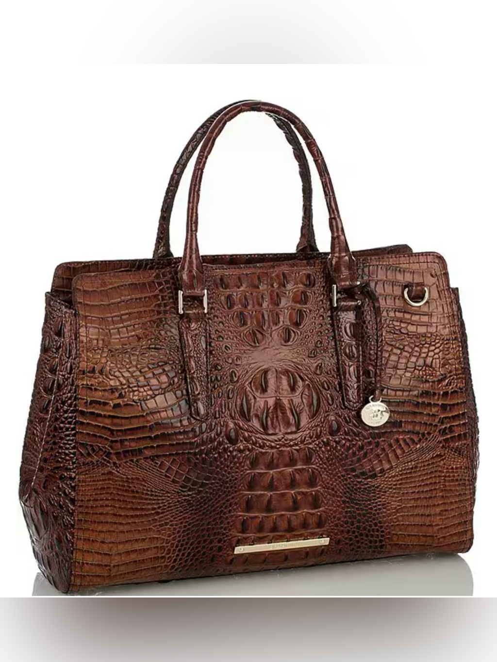 Brahmin Women’s Brown Croc-Embossed Satchel Bag
